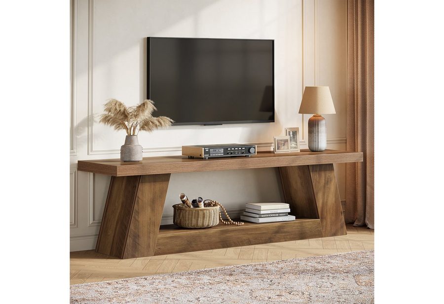 Tribesigns TV-Ständer für Fernseher bis zu 75", rustikale Medienkonsole aus Holz, (bis 75 Zoll, 160 x 35 x 45cm, aus Holz mit Ablagefächern,Entertainment,Fernsehkonsole für Wohnzimmer) von Tribesigns