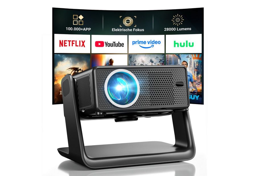 Einyoumily Beamer 4K Mit Netflix Zertifizierung Elektrischer Fokus Heimkino Beamer (28000 lm, 10000:1, 3840x2160 px, Full HD) von Einyoumily