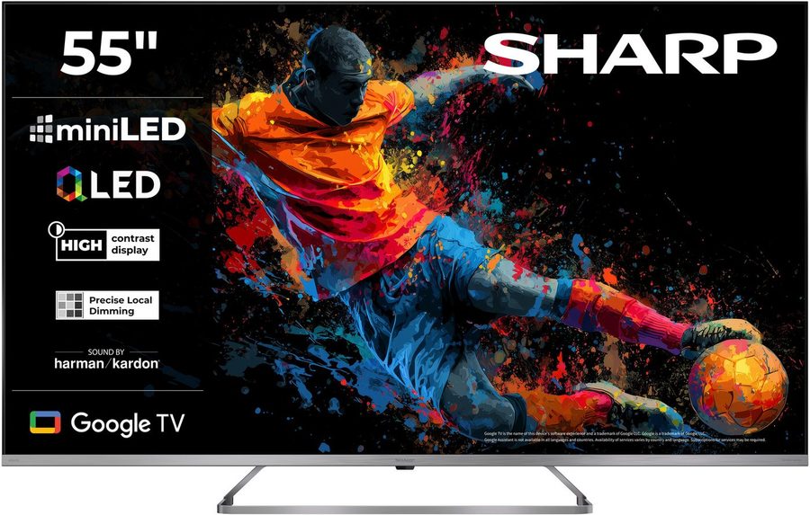 Sharp 4T-C55JPx QLED Mini LED-Fernseher (139 cm/55 Zoll, 4K Ultra HD, Smart-TV, Google TV) von Sharp