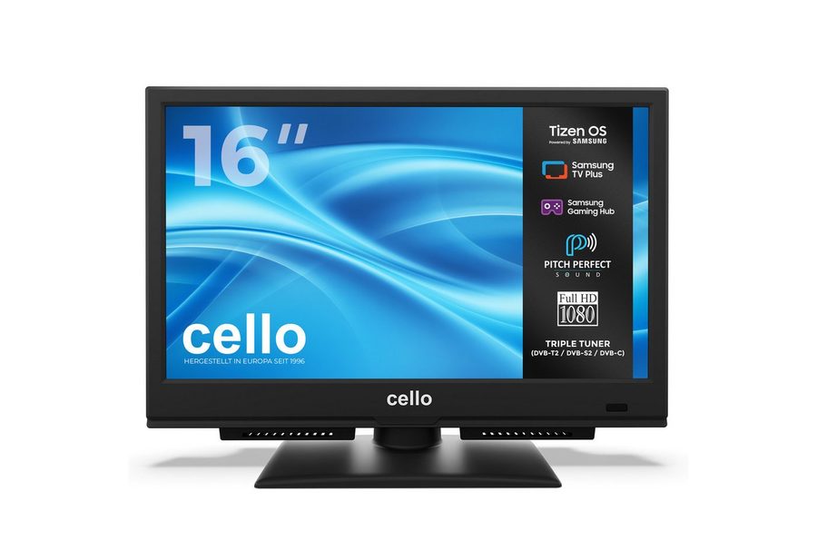Cello C1626TZH LED-Fernseher (40,64 cm/16 Zoll, Full-HD, Smart-TV, Tizen OS powered by Samsung, Pitch Perfect Sound, Triple Tuner, WLAN) von Cello