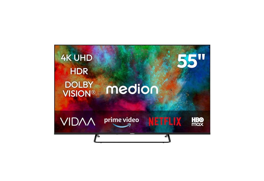 Medion® MD855302 LCD-LED Fernseher (138.8 cm/55 Zoll, 4K Ultra HD, Smart-TV, Dolby Vision, Dolby Atmos, Netflix, HBO Max, Prime Video, Disney+, WOW) von Medion®