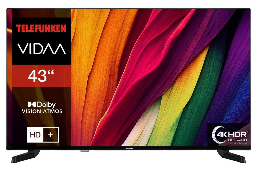 Telefunken D43U790B2CW LCD-LED Fernseher (108 cm/43 Zoll, 4K Ultra HD, VIDAA Smart TV, VIDAA Smart TV, HDR Dolby Vision, Triple-Tuner, 6 Monate HD) von Telefunken