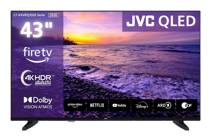 JVC LT-43VRQ3555 QLED-Fernseher (108 cm/43 Zoll, 4K Ultra HD, Fire TV, Fire TV / Smart TV, Dolby Vision HDR, Alexa Built-In, Triple-Tuner) von JVC