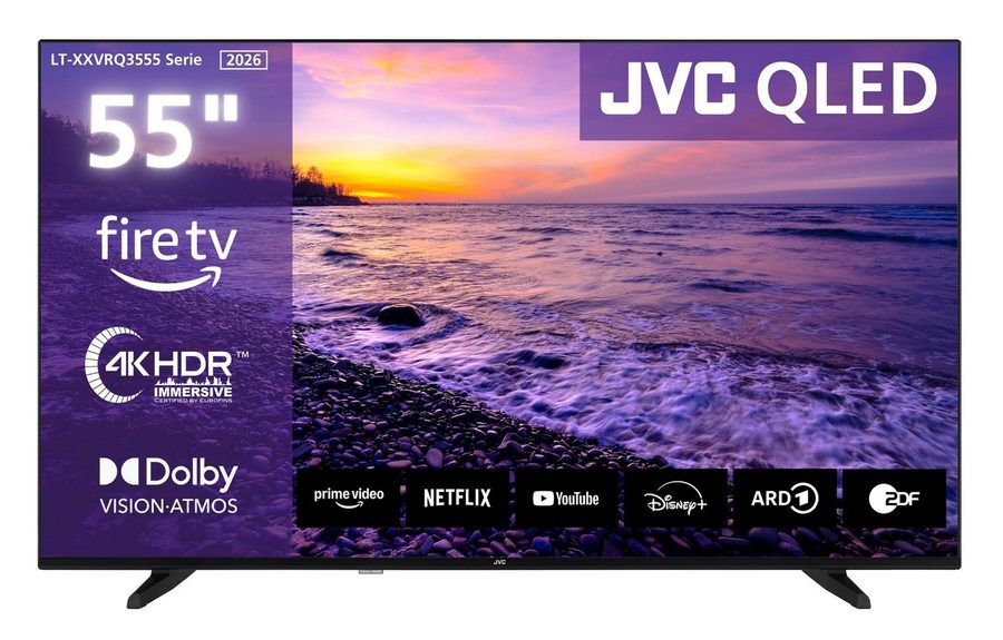 JVC LT-55VRQ3555 QLED-Fernseher (139 cm/55 Zoll, 4K Ultra HD, Fire TV, Fire TV / Smart TV, Dolby Vision HDR, Alexa Built-In, Triple-Tuner) von JVC