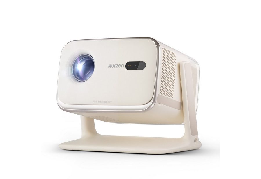 Aurzen BOOM Mini Smart Projektor mit Google TV, 4K Unterstützt Beamer (1000:1, Native 1920x1080 px, 500 ANSI lm, 20W Dolby Audio, Echtzeit-Autofokus und Trapezkorrektur) von Aurzen