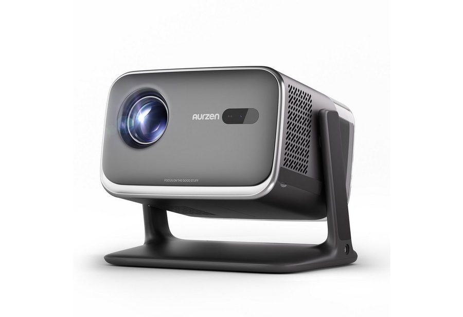 Aurzen BOOM Mini Smart Projektor mit Google TV, 4K Unterstützt Beamer (1000:1, Native 1920x1080 px, 500 ANSI lm, 20W Dolby Audio, Echtzeit-Autofokus und Trapezkorrektur) von Aurzen