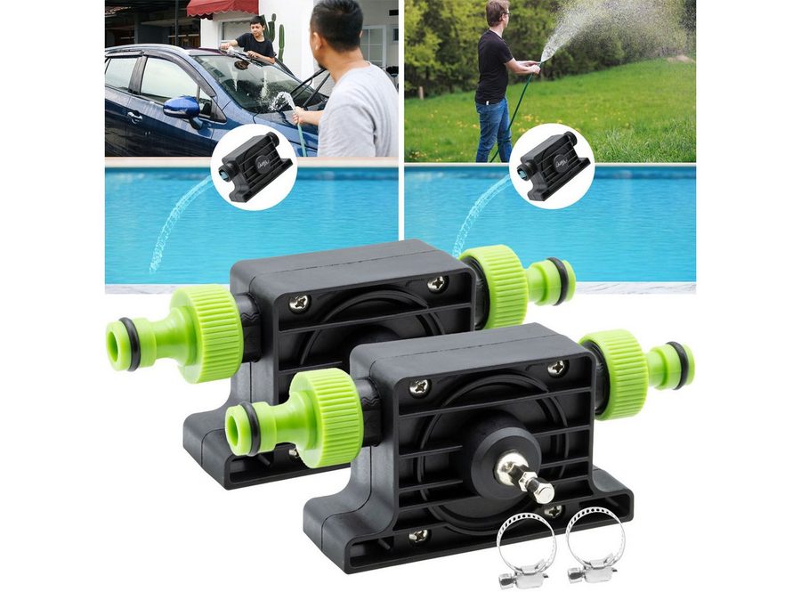 Casativo Wasserpumpe Bohrmaschinenpumpe 1200L/h, inkl. Klick-Adaptern & Schellen (2-tlg), Ideal fürs Camping und zum Befüllen von Pools von Casativo