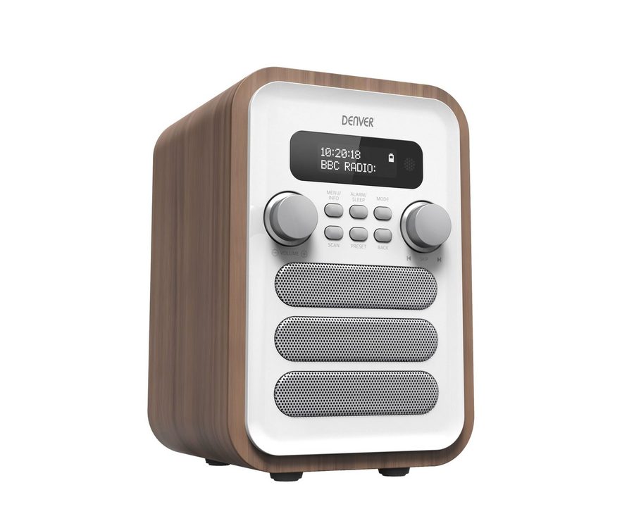 Denver DAB-48 WHITE Radio (DAB UKW Radio mit Weckfunktion, Bluetooth und Kopfhörerausgang) von Denver