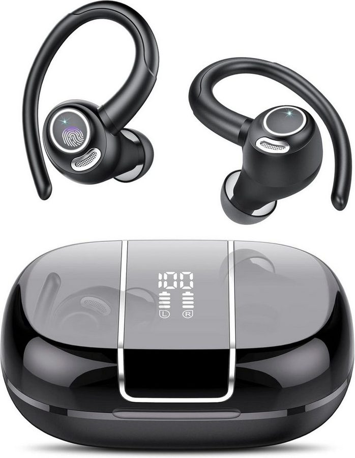 Fyrove Bluetooth Kopfhörer Sport, in Ear Kopfhörer Kabellos Bluetooth 5.3 mit In-Ear-Kopfhörer (Open Ear Kopfhorer, In Ear Ohrhorer, Kopfhorer, TWS In-Ear-Kopfhorer, HD Mic, Herausragender Sound, 40 Std Spielzeit, Comfort Fit, Dual LED-Anzeige, IP7 Wasserdicht Ohrhorer mit Ohrhaken) von Fyrove