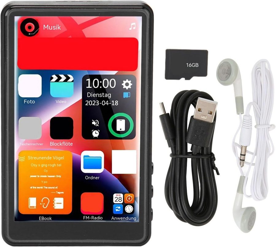 Topcony 16GB MP3 Player Bluetooth 5,0 mit 4" TFT Farbbildschirm HiFi Musik MP3-Player (16 GB, bluetooth, Kinder MP3 Player mit Lautsprecher FM-Radio E-Book Aufnahme) von Topcony