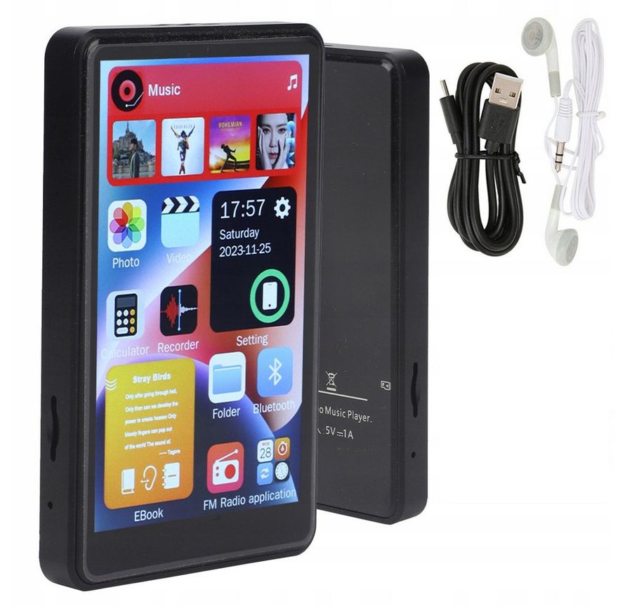 TWUFY 16GB MP3 Player Bluetooth 5.0 mit 4" TFT Farbbildschirm MP3-Player (16 GB, bluetooth, HiFi Musik Kinder MP3 Player mit Lautsprecher, Touch-Tasten) von TWUFY