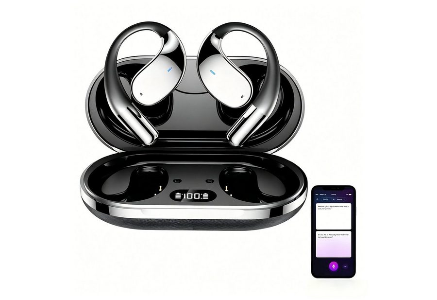 ibettertec In Ear Ohrhörer, Sprachübersetzer Kopfhörer AI Übersetzungskopfhörer Open-Ear-Kopfhörer (3-in-1 Sprachubersetzer Kopfhorer, Bluetooth 5.4 Sport-Kopfhorer, für Übung, Büro und Langzeitgebrauc, Bluetooth Kopfhörer) von ibettertec