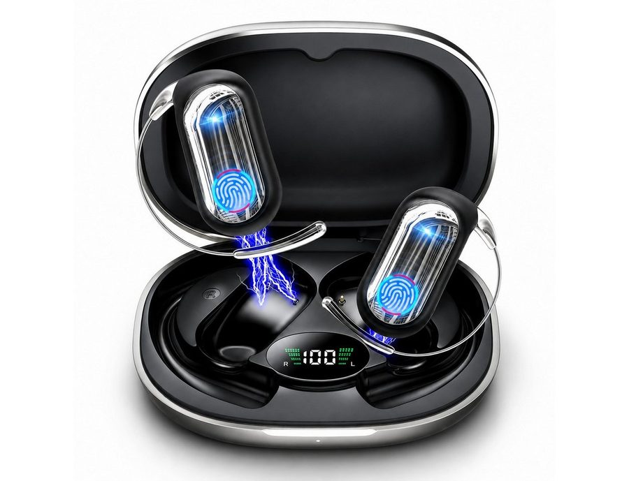 Futicare KI-Übersetzungskopfhörer mit GPT-KI, Bluetooth-Kopfhöre, Open-Ear-Kopfhörer (mit schlankem Ohrhaken für Brillenträger,165 Sprachen,ohne Abo,80 Std) von Futicare