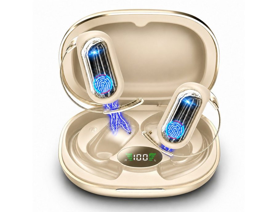 Futicare KI-Übersetzungskopfhörer mit GPT-KI, Bluetooth-Kopfhöre, Open-Ear-Kopfhörer (mit schlankem Ohrhaken für Brillenträger,165 Sprachen,ohne Abo,80 Std) von Futicare