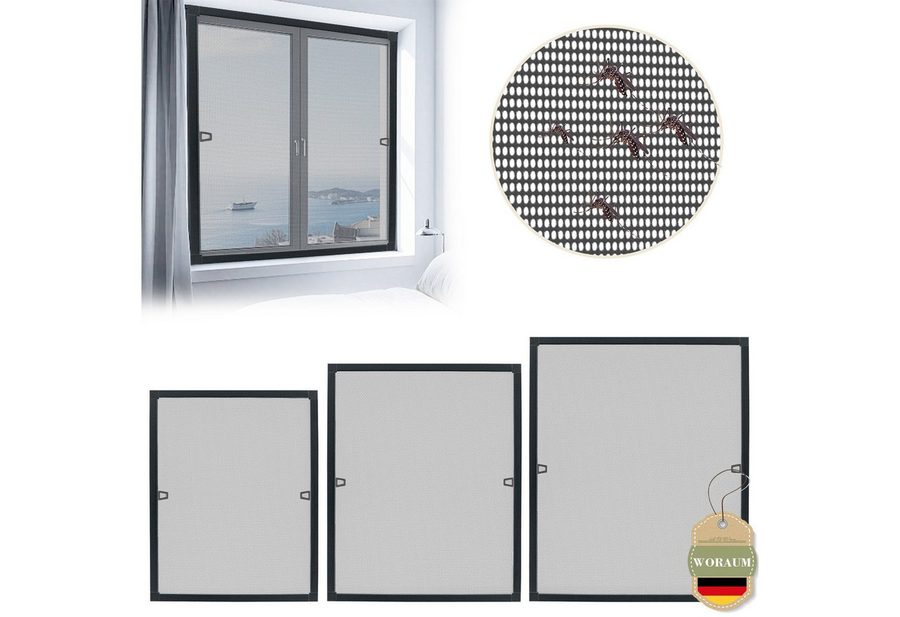 Huracan Insektenschutz-Fensterrahmen Fliegengitter Fenster Insektenschutz mit Aluminium Rahmen, (Mückengitter Fliegenschutz Spannrahmen ohne Bohren und Schrauben, Größen 80×100, 100×120 & 120×140cm verfügbar), für Schlafzimmer Büro Küche von Huracan