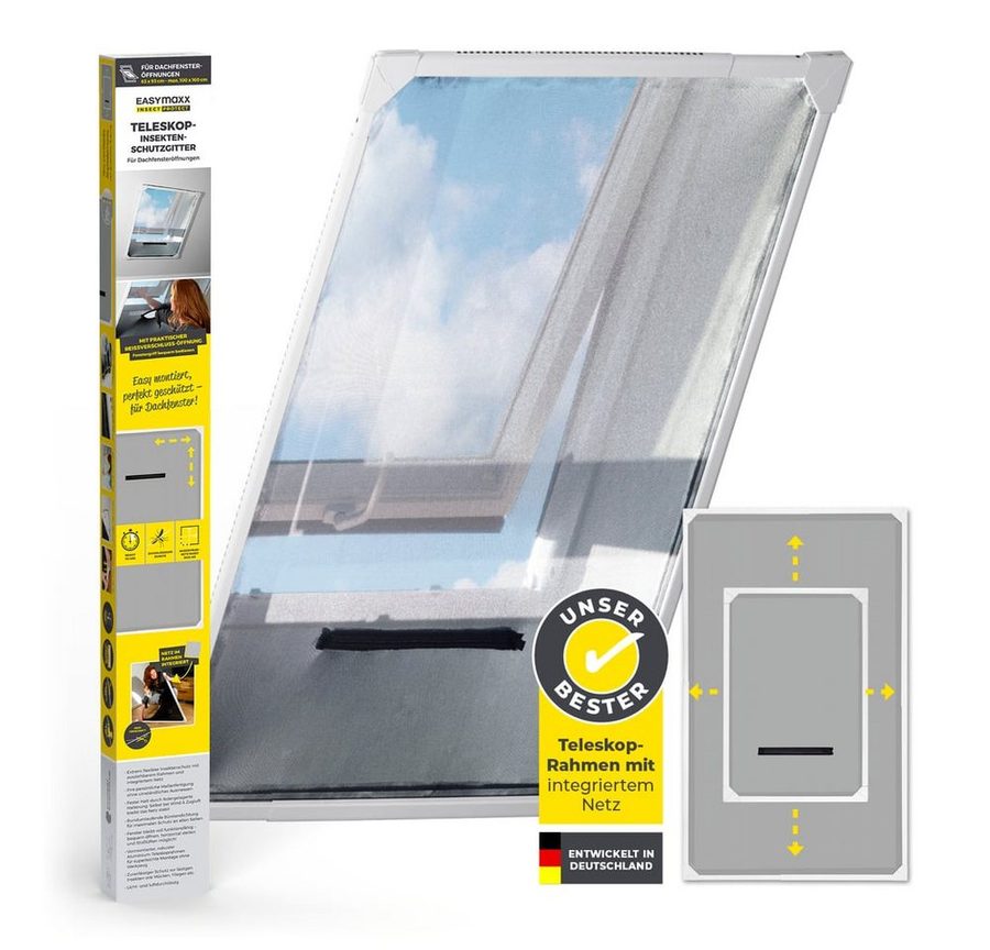 EASYMAXX EASYmaxx Moskitonetz Dachfenster Magic Fit, ca. 100 x 160 cm - Weiß von EASYmaxx