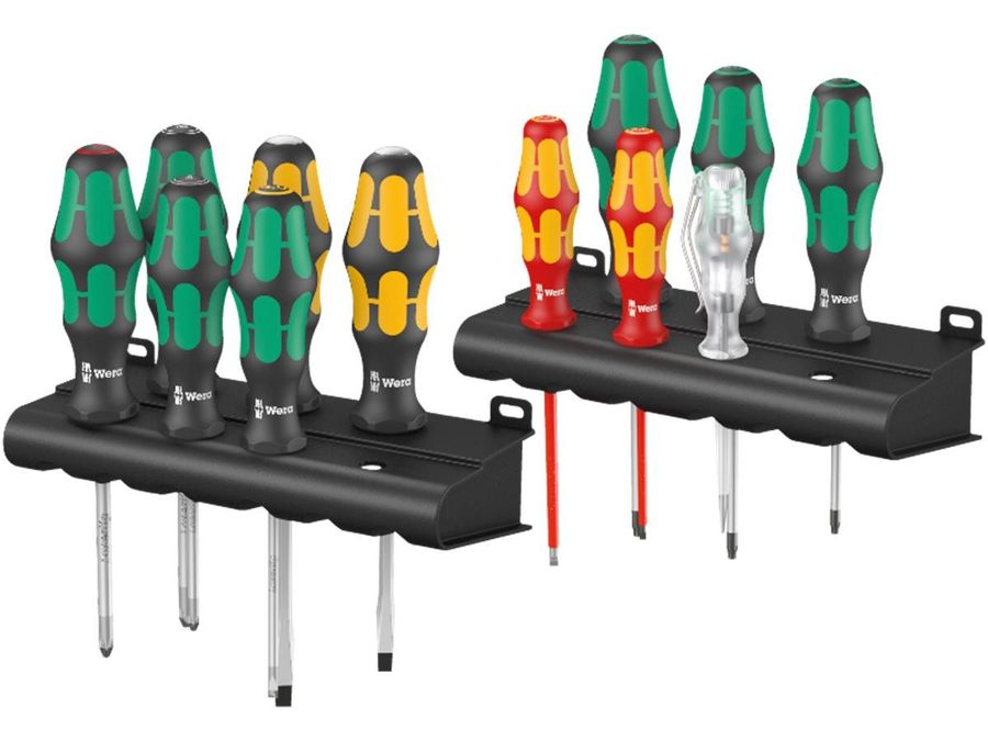 Wera Schraubendreher Kraftform Big Pack XXL 2, (Set, 12-teiliges Schraubendreher Allround-Set), 12-teilig, Ergonomische Wera Kraftform-Griffe, inkl. praktischer Racks von Wera