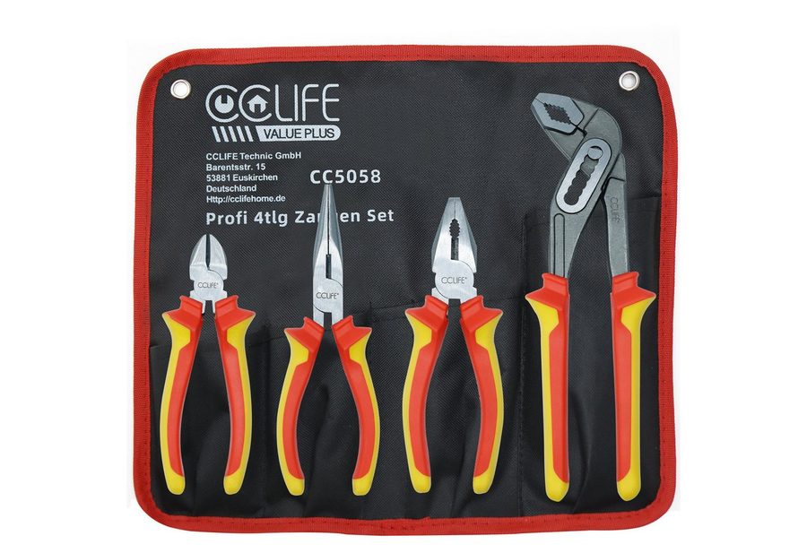 CCLIFE Zangenset Zangenset Werkzeugset CRV Stahl Viele Ausführungen, 4-tlg. von CCLIFE
