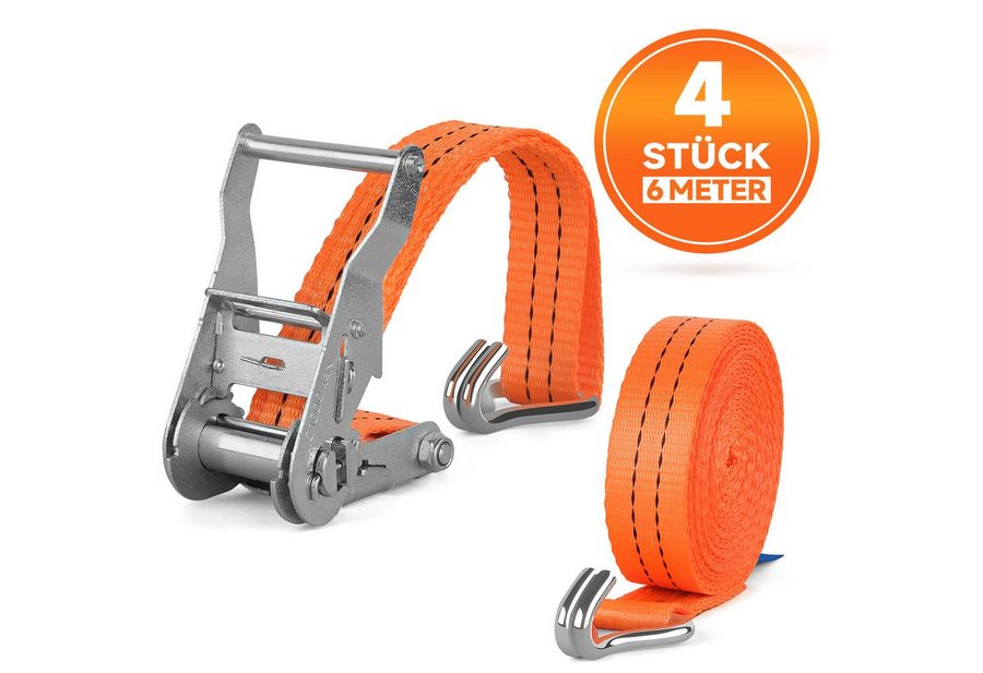 HOMELUX Spanngurt 6m Zurrgurte, 2000kg Spanngurte mit Ratsche, 35mm (Ratschengurt Zurrgurte für Ladungssicherung, 4-St., TÜV/GS geprüft) mit Spannratsche von HOMELUX