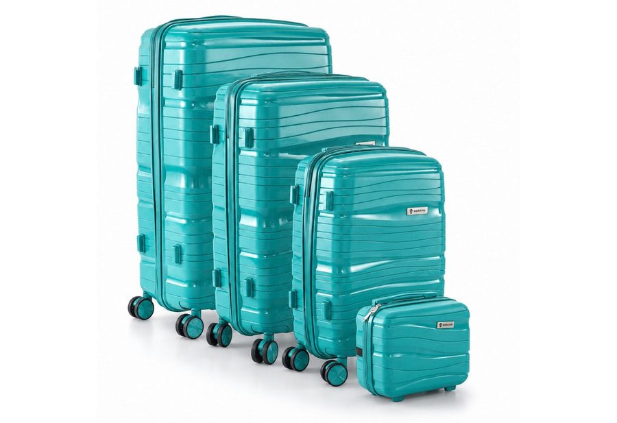 Berwin Trolleyset mit Beautycase Modell Torna Aqua Breeze, 4 Rollen, (Set, 4 tlg., MS-19816) von Berwin