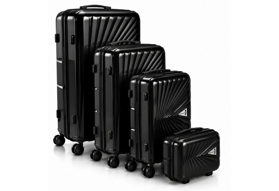 Berwin Trolleyset mit Beautycase Modell Cryta Titan Schwarz, 4 Rollen, (Set, 4 tlg., MS-19746) von Berwin