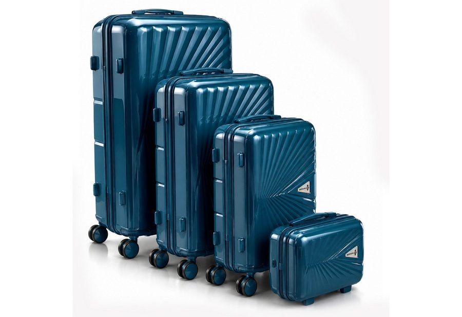 Berwin Trolleyset mit Beautycase Modell Cryta Ocean Petrol, 4 Rollen, (Set, 4 tlg., MS-19751) von Berwin