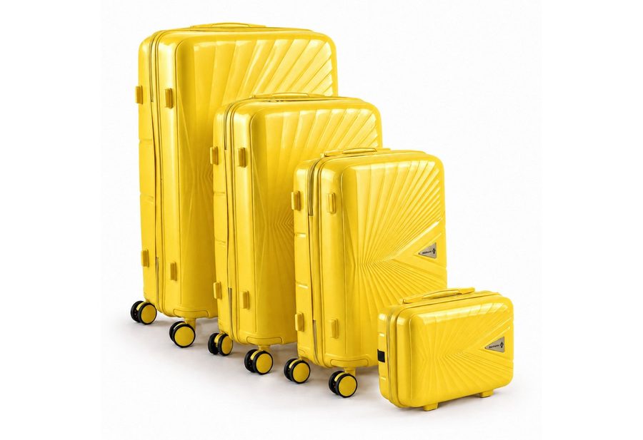 Berwin Trolleyset mit Beautycase Modell Cryta Tropic Gelb, 4 Rollen, (Set, 4 tlg., MS-19771) von Berwin