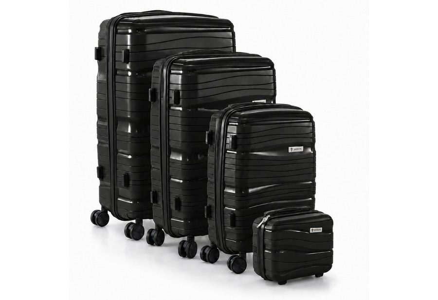Berwin Trolleyset mit Beautycase Modell Torna Titan Schwarz, 4 Rollen, (Set, 4 tlg., MS-19806) von Berwin
