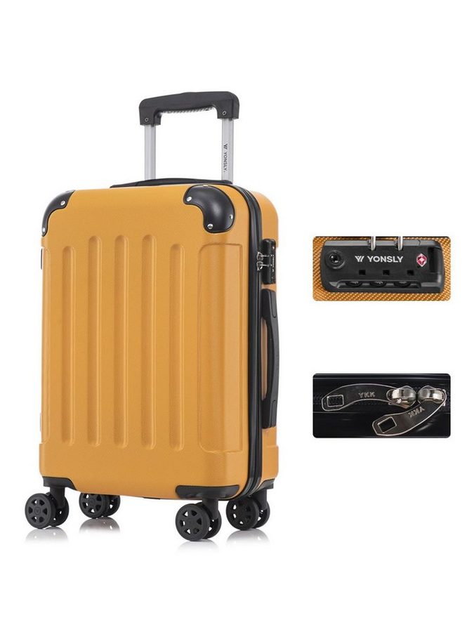 YONSLY Hartschalen-Trolley Premium Hartschalen-Reisekoffer Trolley Kabinenkoffer, 4 Rollen, TSA-Schloss, YKK-Reißverschluss, austauschbare Rollen & Griffe von YONSLY