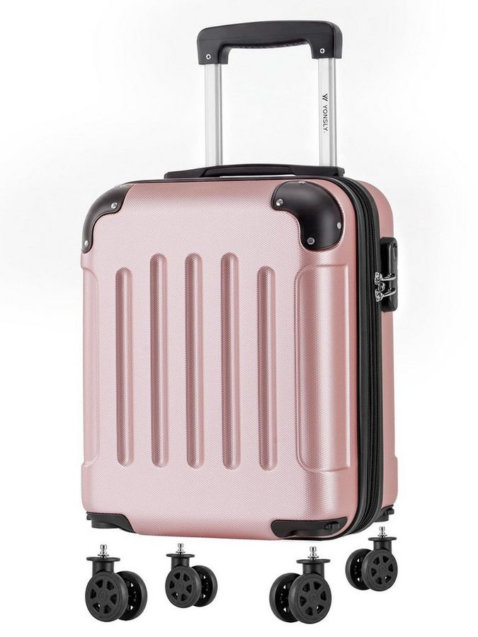 YONSLY Handgepäckkoffer Kabinenkoffer Reisekoffer Trolley mit abnehmbaren Rollrädern, 4 Rollen, ABS-Hartschale mit Zahlenschloss und ergonomischem Gummigriff von YONSLY
