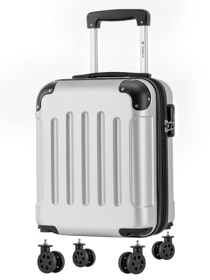 YONSLY Handgepäckkoffer Kabinenkoffer Reisekoffer Trolley mit abnehmbaren Rollrädern, 4 Rollen, ABS-Hartschale mit Zahlenschloss und ergonomischem Gummigriff von YONSLY