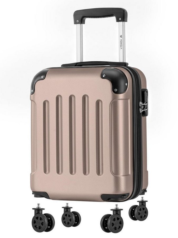YONSLY Handgepäckkoffer Kabinenkoffer Reisekoffer Trolley mit abnehmbaren Rollrädern, 4 Rollen, ABS-Hartschale mit Zahlenschloss und ergonomischem Gummigriff von YONSLY
