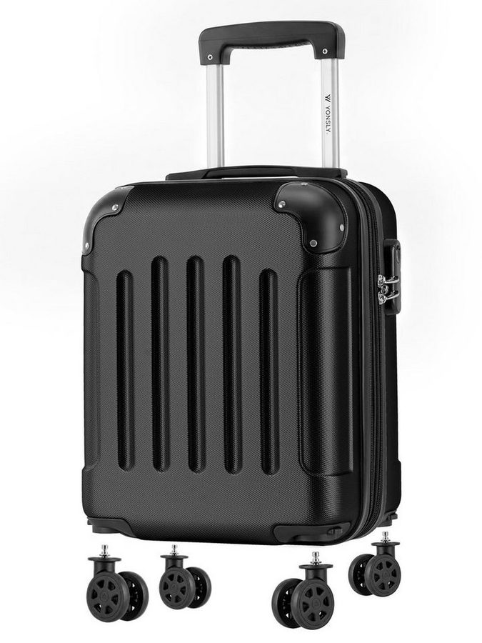 YONSLY Handgepäckkoffer Kabinenkoffer Reisekoffer Trolley mit abnehmbaren Rollrädern, 4 Rollen, ABS-Hartschale mit Zahlenschloss und ergonomischem Gummigriff von YONSLY