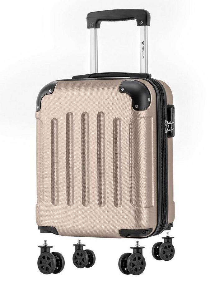 YONSLY Handgepäckkoffer Kabinenkoffer Reisekoffer Trolley mit abnehmbaren Rollrädern, 4 Rollen, ABS-Hartschale mit Zahlenschloss und ergonomischem Gummigriff von YONSLY