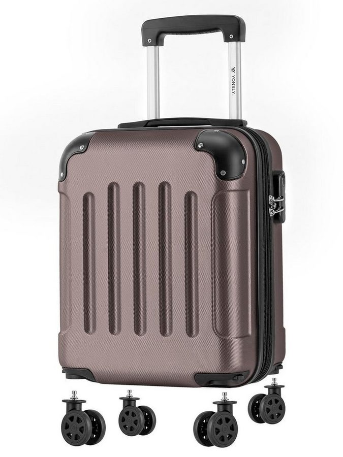 YONSLY Handgepäckkoffer Kabinenkoffer Reisekoffer Trolley mit abnehmbaren Rollrädern, 4 Rollen, ABS-Hartschale mit Zahlenschloss und ergonomischem Gummigriff von YONSLY