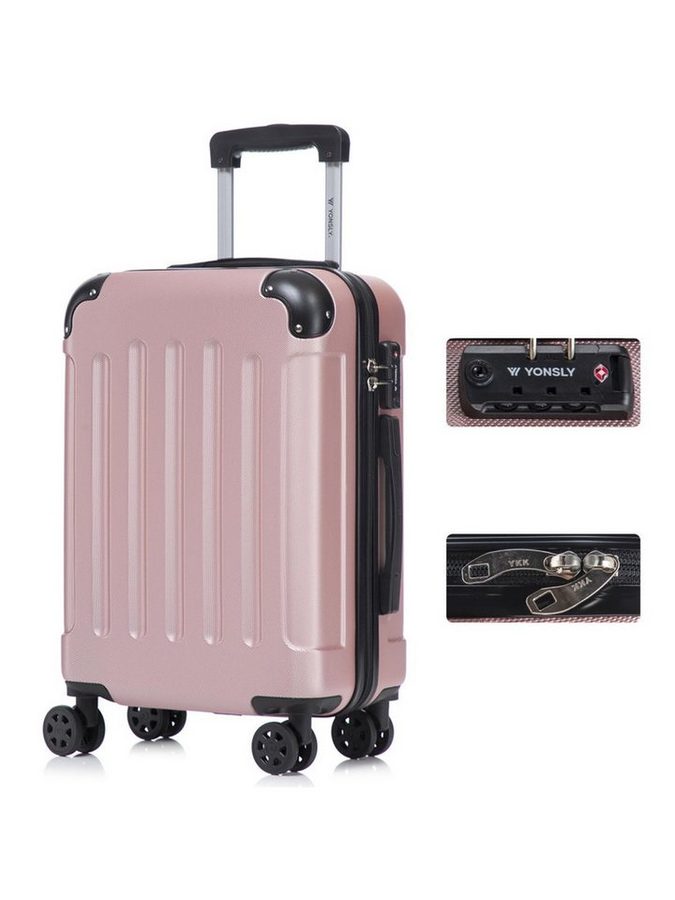 YONSLY Hartschalen-Trolley Premium Hartschalen-Reisekoffer Trolley Kabinenkoffer, 4 Rollen, TSA-Schloss, YKK-Reißverschluss, austauschbare Rollen & Griffe von YONSLY