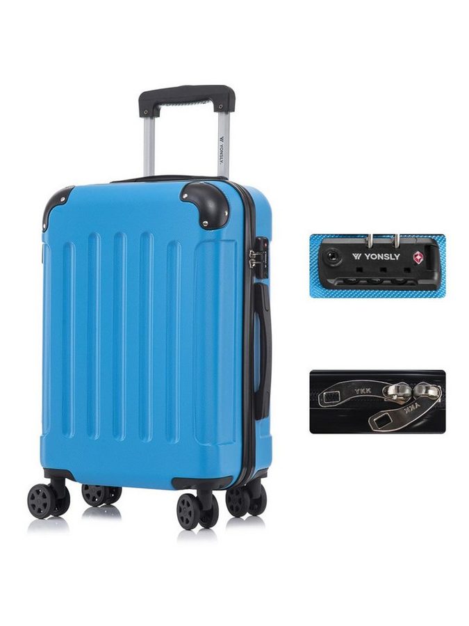YONSLY Hartschalen-Trolley Premium Hartschalen-Reisekoffer Trolley Kabinenkoffer, 4 Rollen, TSA-Schloss, YKK-Reißverschluss, austauschbare Rollen & Griffe von YONSLY