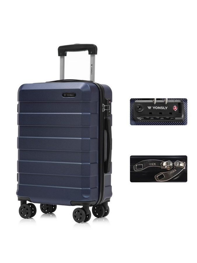 YONSLY Hartschalen-Trolley Hartschalen-Reisekoffer Trolley Rollkoffer Kabinenkoffer aus ABS, 4 Rollen, mit TSA-Schloss, YKK-Reißverschluss, austauschbaren Rollen und Griffen von YONSLY