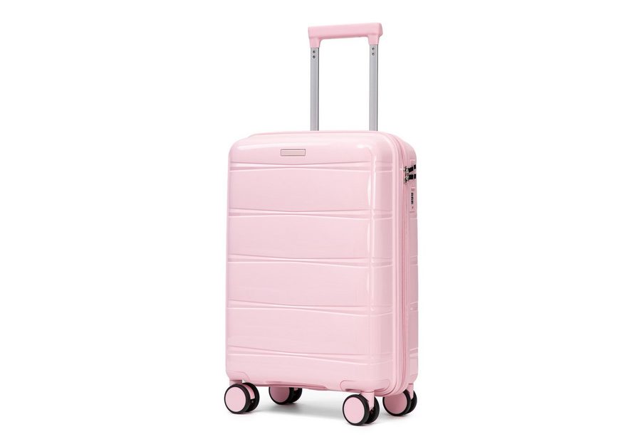 i@home Kofferset 20 Zoll Glänzender PP-Handgepäckkoffer, 360° Leichtlaufrollen, Rosa, 4 Rollen, (1 tlg., 1 Handgepäck), mit Eisen-Teleskopgriff, Leichter Reisekoffer für Kurztrips von i@home