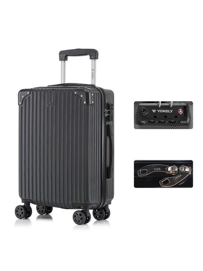 YONSLY Hartschalen-Trolley Premium Reisekoffer Hartschalen-Trolley Kabinenkoffer, 4 Rollen, TSA-Schloss, YKK-Reißverschluss, austauschbare Rollen und Griffe von YONSLY