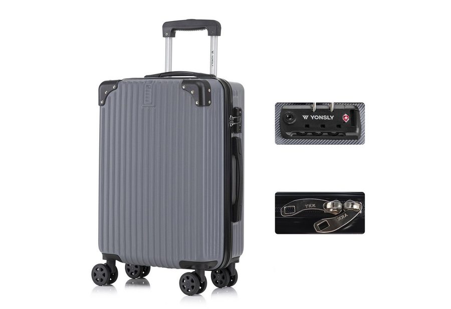 YONSLY Hartschalen-Trolley Premium Reisekoffer Hartschalen-Trolley Kabinenkoffer, 4 Rollen, TSA-Schloss, YKK-Reißverschluss, austauschbare Rollen und Griffe von YONSLY