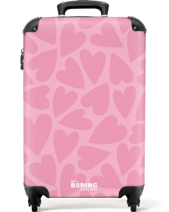 NoBoringSuitcases.com© Kinderkoffer Rosa Herzen Muster 55x35x20cm, Handgepäck-Koffer, Kinderkoffer, Reisekoffer Mädchen von NoBoringSuitcases.com©