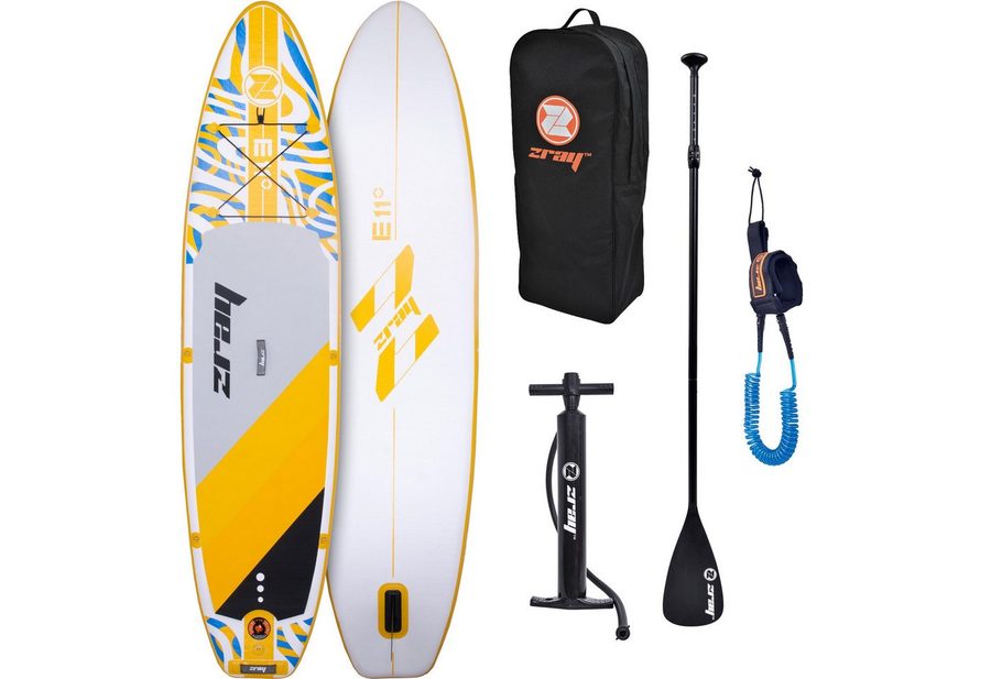 zray Inflatable SUP-Board SUP E11 Stand up Paddle Board Komplettset 335x81x13cm gelb, All Around Classic, (Starkes Allround-SUP für Familien und Fortgeschrittene, 6 tlg., Stand Up Paddling Board Komplettset), für alle Gewässer geeignet von Zray