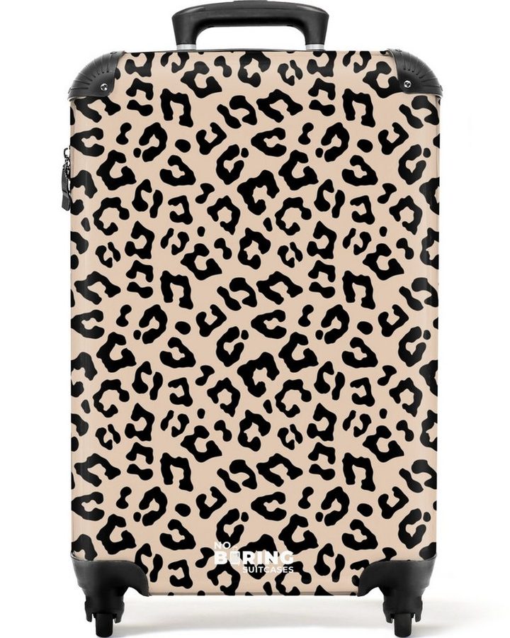 NoBoringSuitcases.com© Hartschalen-Trolley Beige mit schwarzem Pantherdruck 55x35x20cm, Handgepäck Koffer & Trolleys, Luggage, Reisekoffer Frauen von NoBoringSuitcases.com©