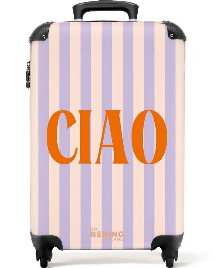 NoBoringSuitcases.com© Hartschalen-Trolley Das Zitat "ciao" in Pastellfarben 55x35x20cm, Handgepäck Koffer & Trolleys, Luggage, Reisekoffer Frauen von NoBoringSuitcases.com©