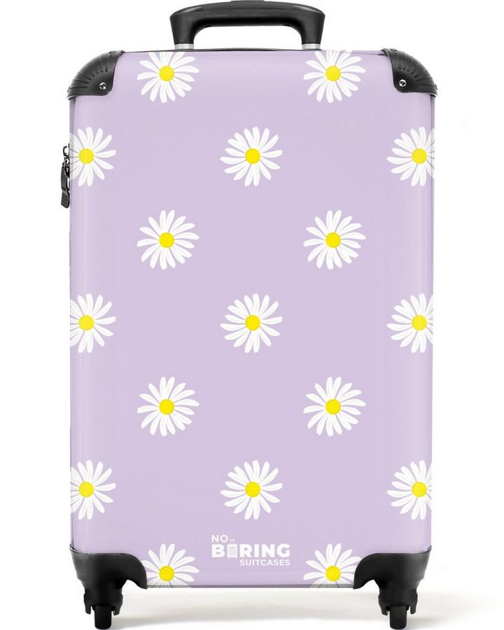 NoBoringSuitcases.com© Hartschalen-Trolley Pastellviolett mit Gänseblümchen 55x35x20cm, Handgepäck Koffer & Trolleys, Luggage, Reisekoffer Frauen von NoBoringSuitcases.com©