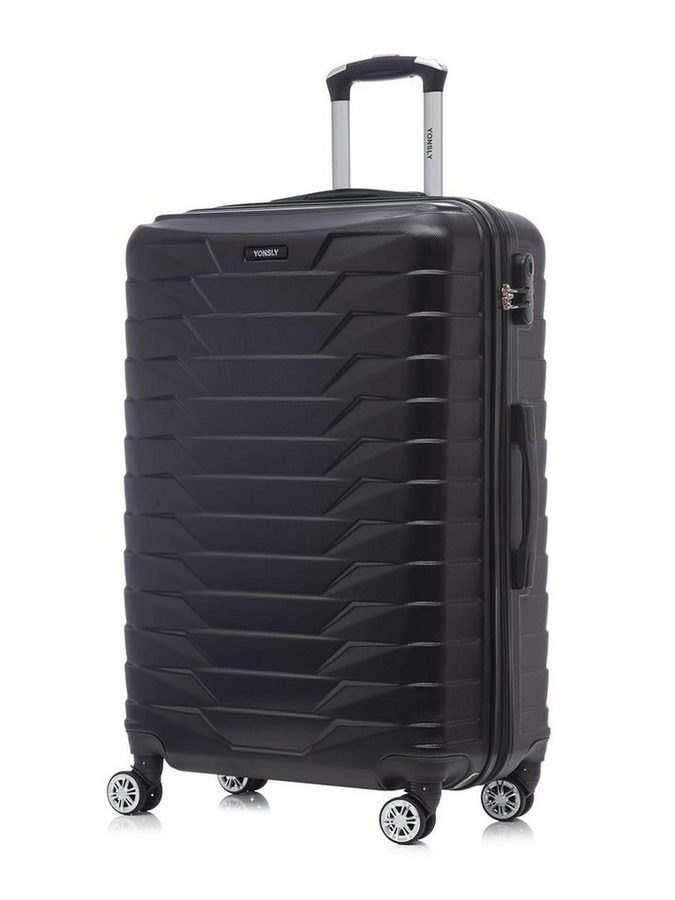 YONSLY Kofferset Reisekoffer Trolley Rollkoffer Hartschale in Größen S/M/L/XL, 4 Rollen, (Einzelkoffer, 1 tlg., Größe wählbar: S, M, L oder XL), aus ABS mit Zahlenschloss, 360°-Rollen und weichem Gummigriff von YONSLY