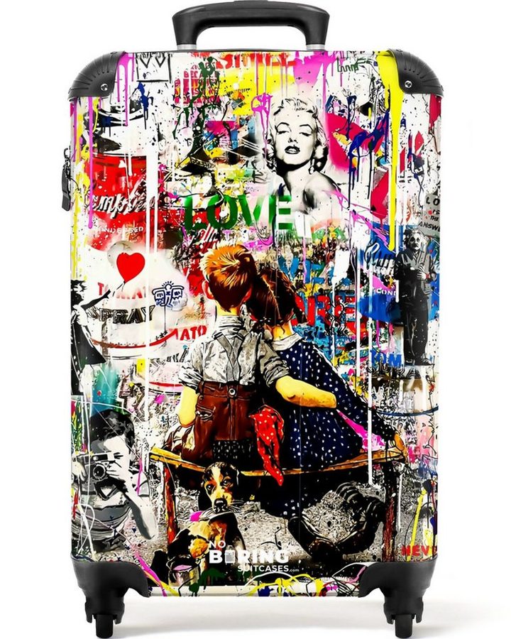 NoBoringSuitcases.com© Hartschalen-Trolley Bekannte Kunstwerke als bunte Graffiti-Kunst 55x35x20cm, Reisetasche mit Rollen, Koffer Handgepäck Flugzeug von NoBoringSuitcases.com©