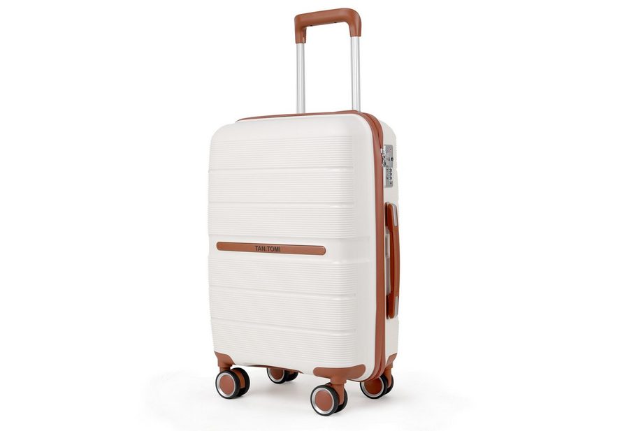 TAN.TOMI Handgepäckkoffer Reisekoffer Mittelgroß Koffer Trolleys Hartschalenkoffer Aus 100% PP, 4 Rollen, mit 8 Spinnerräder Rollkoffer Suitcase TSA-Schloss von TAN.TOMI