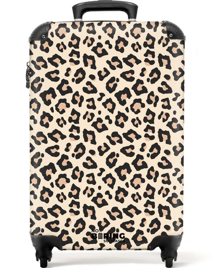 NoBoringSuitcases.com© Hartschalen-Trolley Beigefarbenes Leopardenfleckenmuster 55x35x20cm, Reisetasche mit Rollen, Koffer Handgepäck Flugzeug von NoBoringSuitcases.com©